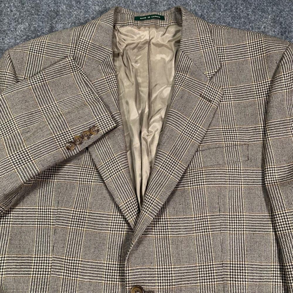 LRL Ralph Lauren Glen Plaid Blazer Sport Coat Mens 42L Wool Cashmere Houndstooth
